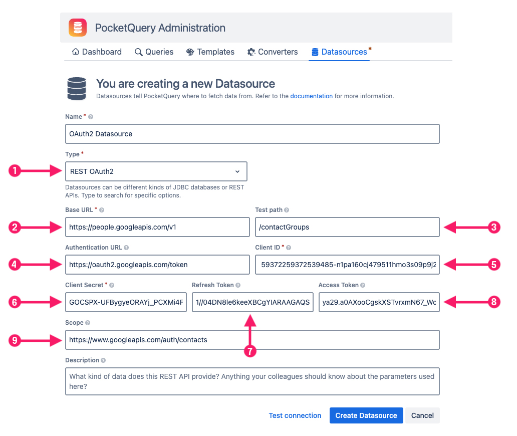 Creating a OAuth2 Datasource in PocketQuery