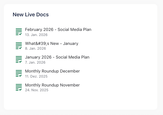 Screen of New Live Docs metric in Usage Statistics