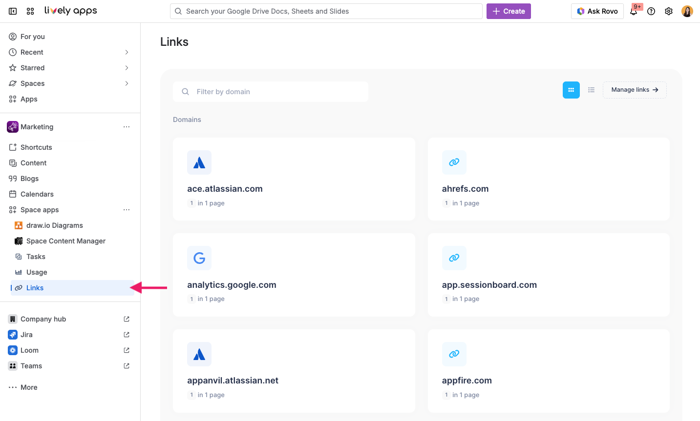 Screen of Link Management Overview