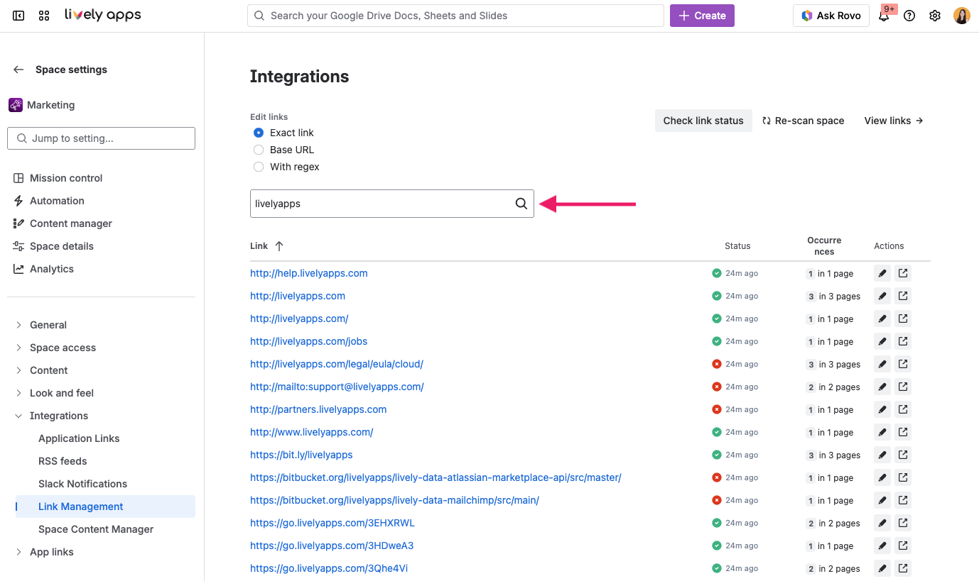 Searching in Link Management