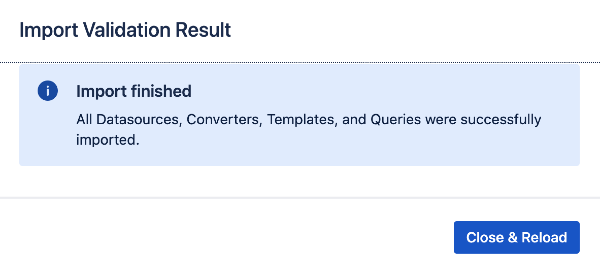 Success message saying the import is finished
