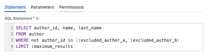 Screen of Query statement