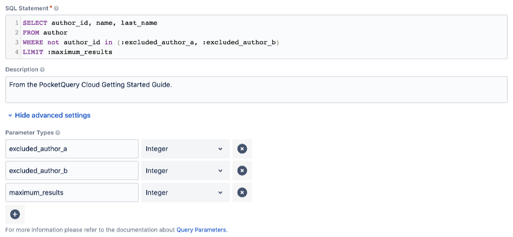 Query with SQL Statement and 3 parameters