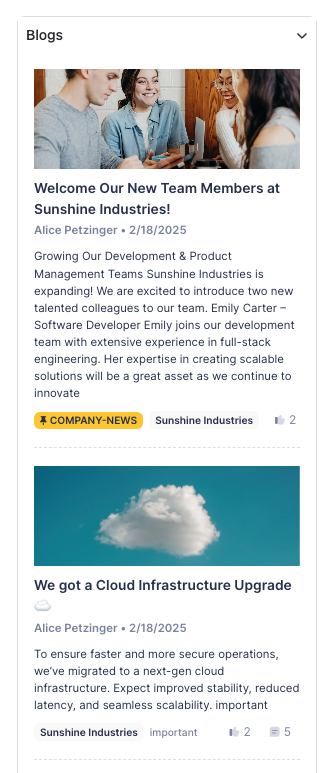Homepage Feed with pinned blog posts