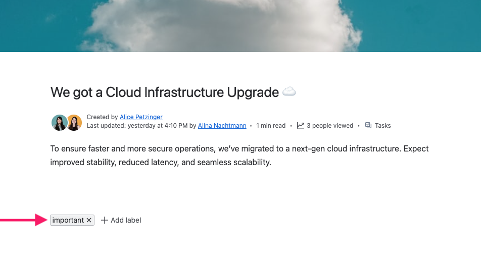 Blog post with important label