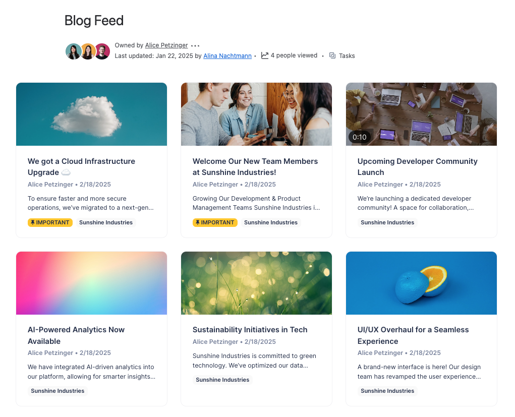 Feed with two pinned posts