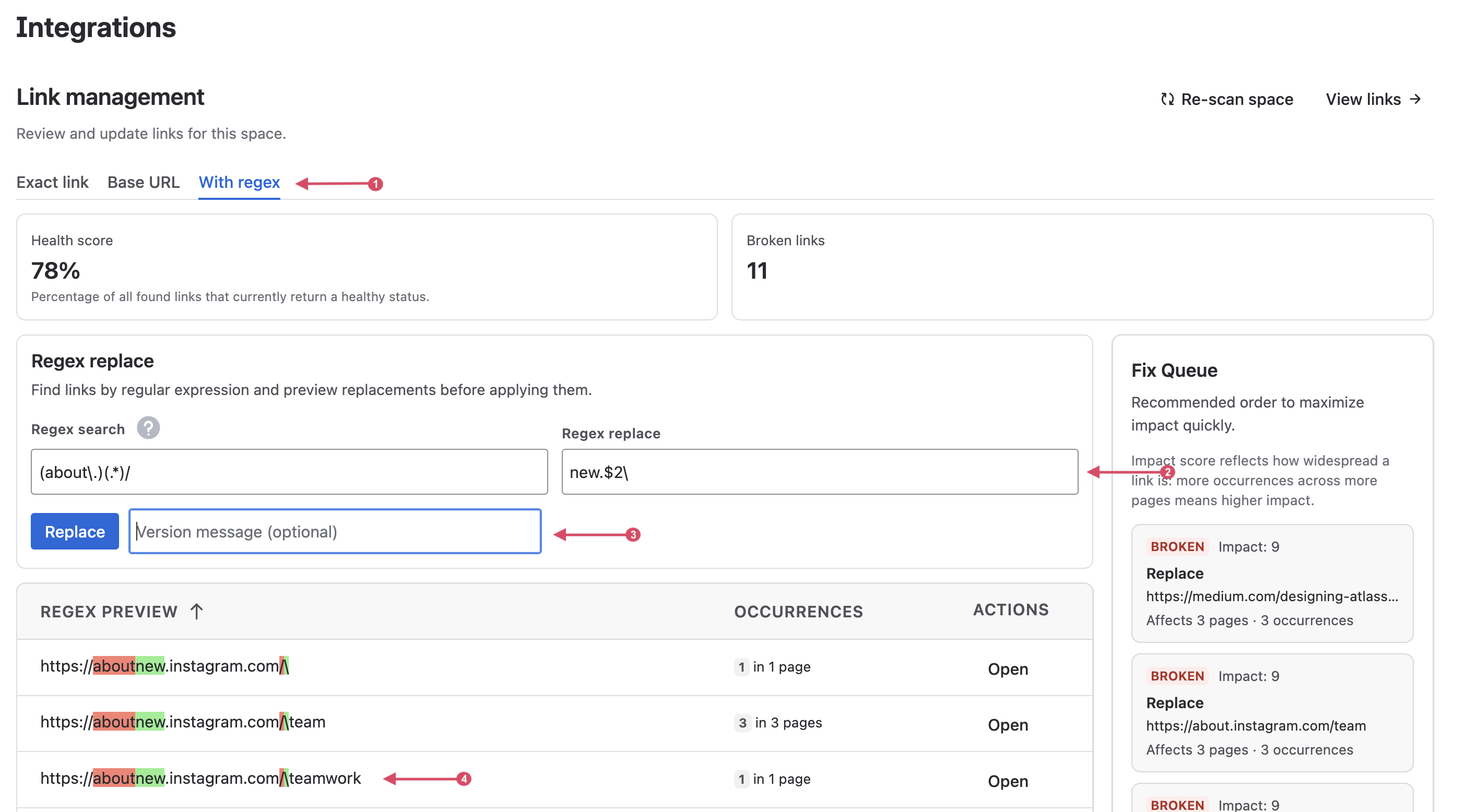 Replacing links using regex expressions