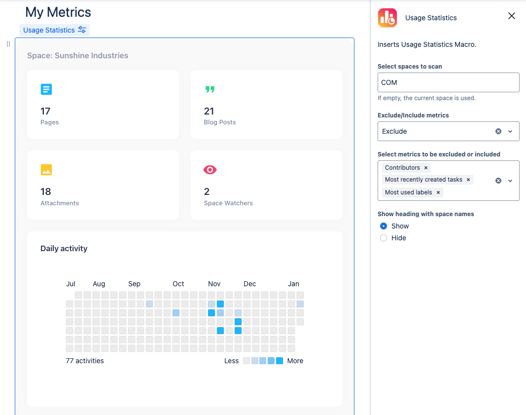 Sidebar with advanced configuration