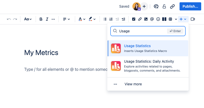 Insert Usage Statistics using the macro browser