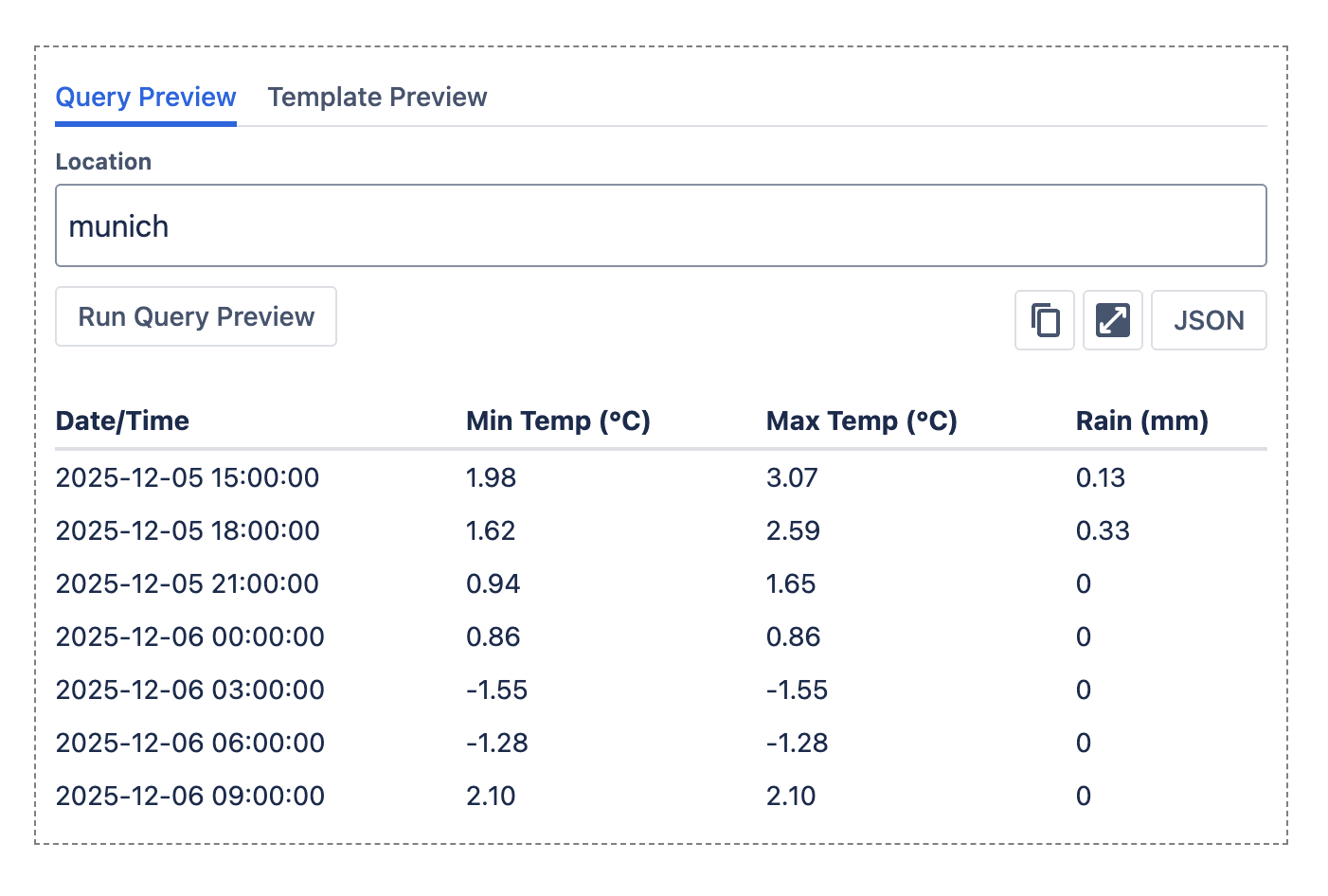 Query Preview box in the PocketQuery Interface
