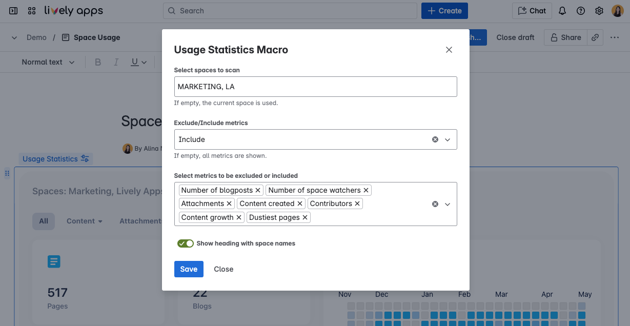 Improved macro configuration in Usage Statistics