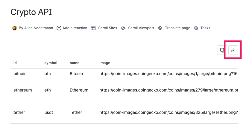 Screenshot of PocketQuery result with download button