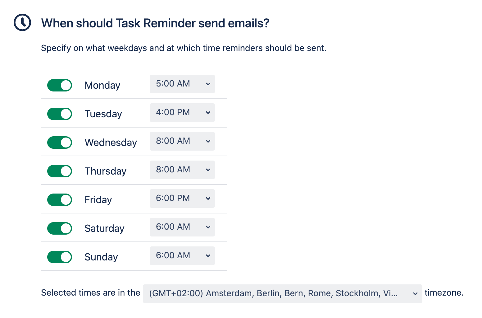 Task Reminder Schedule Input