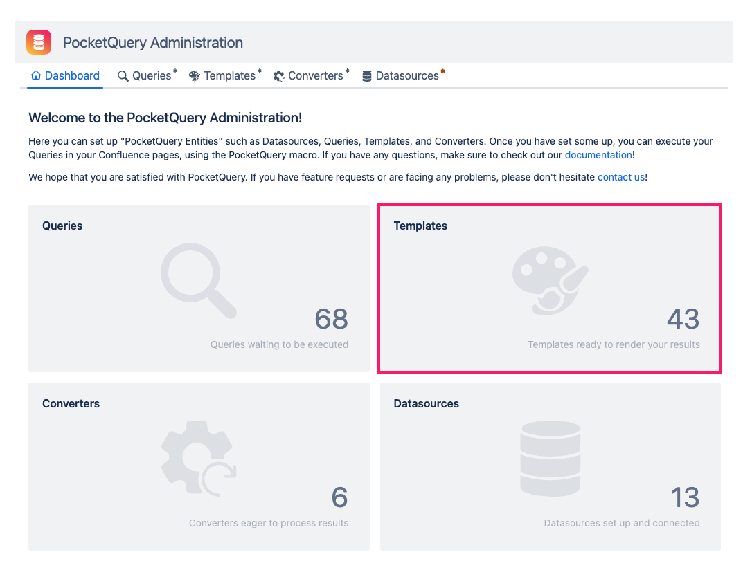 Templates in PocketQuery Administration