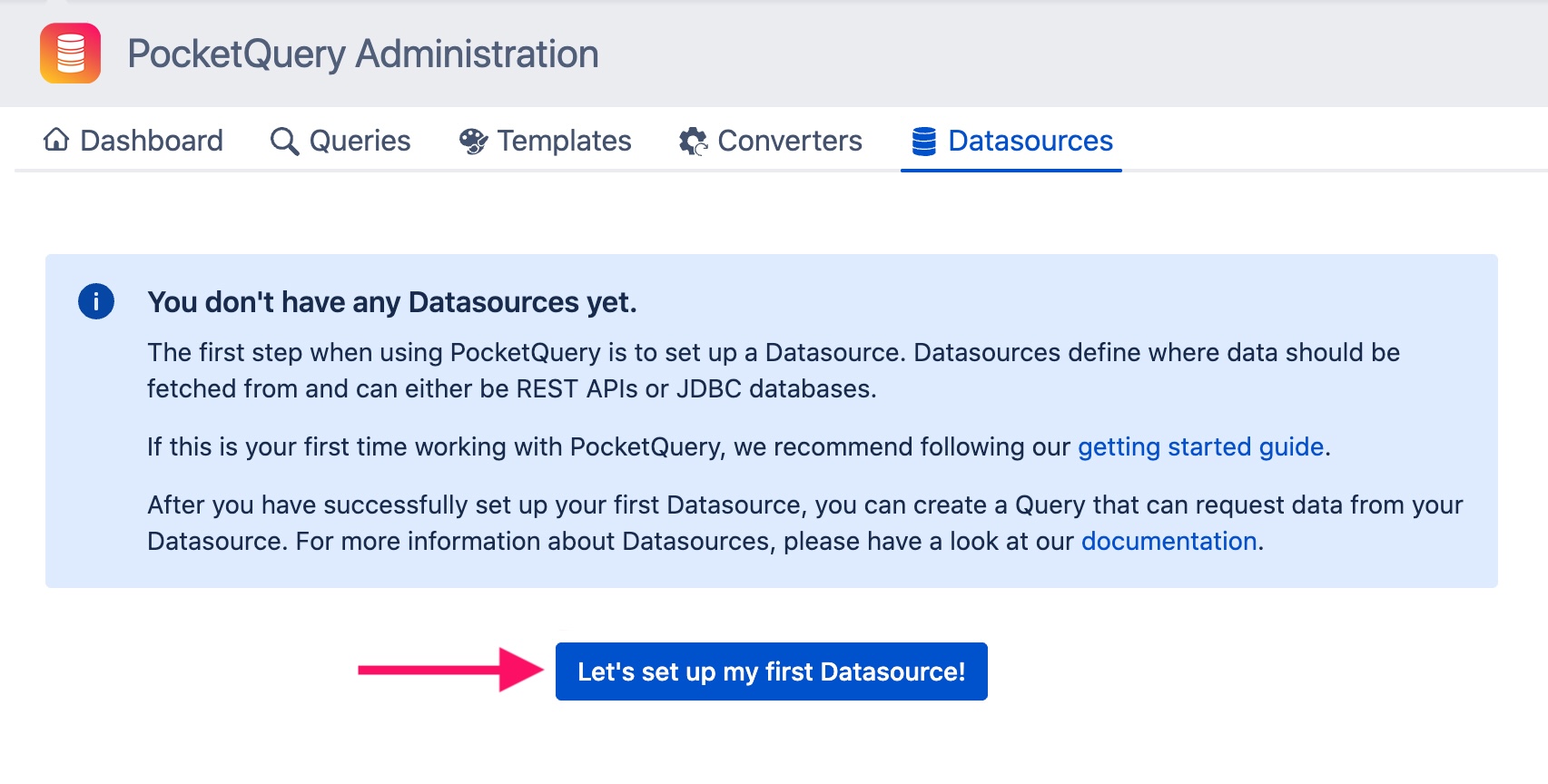 Button to set up datasource