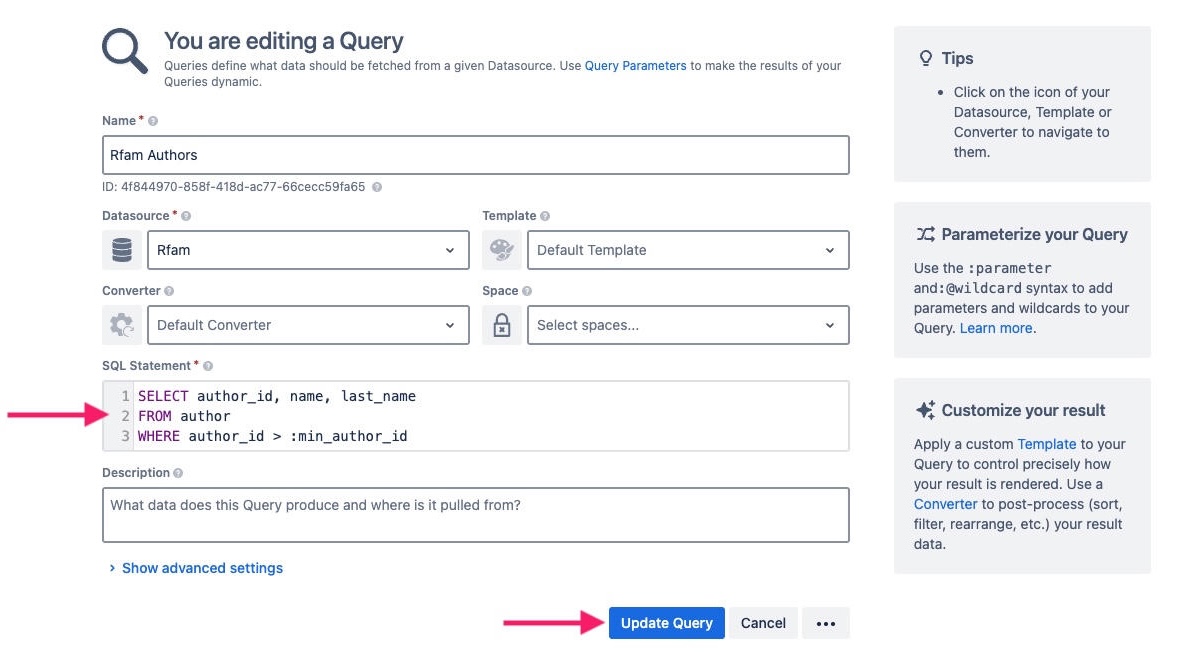 Screen of Query form