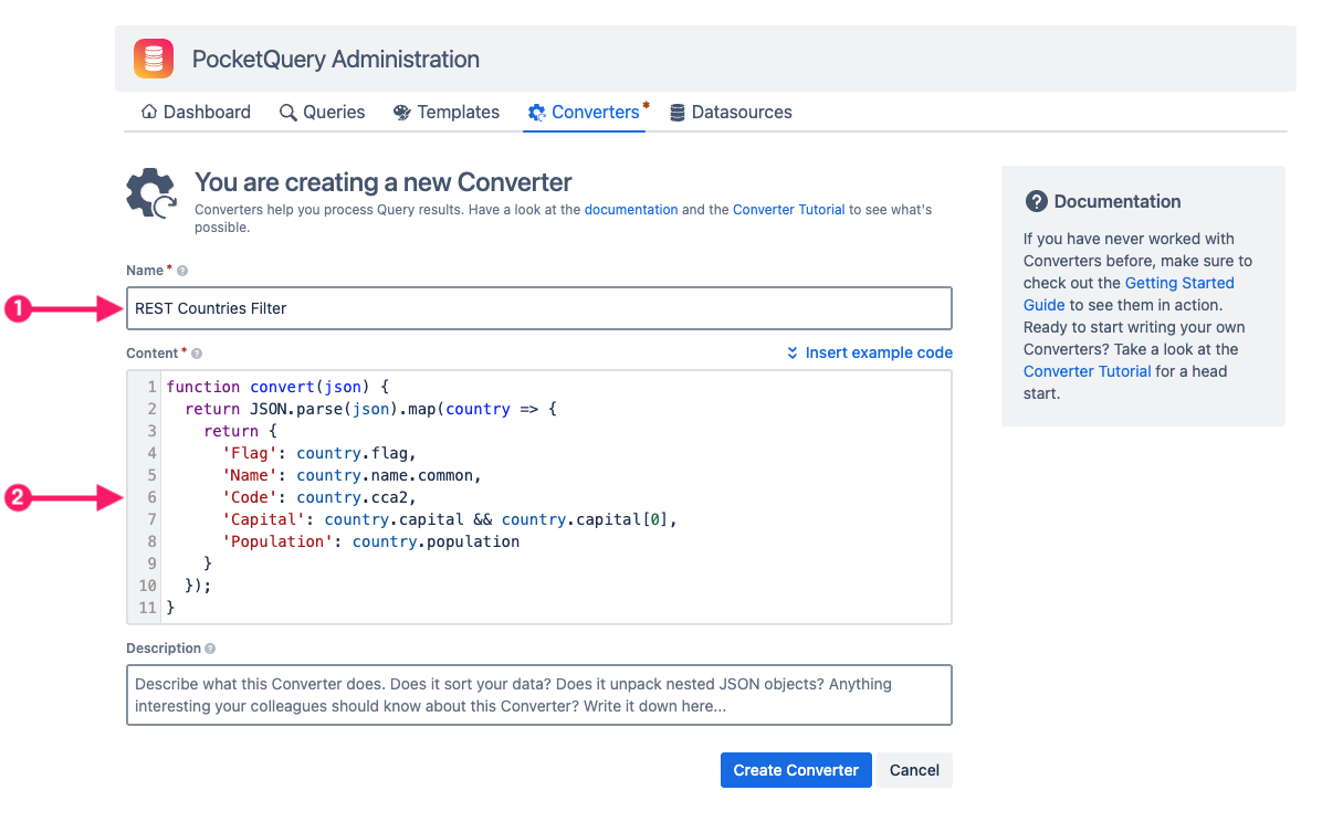 Adding a Converter in PocketQuery