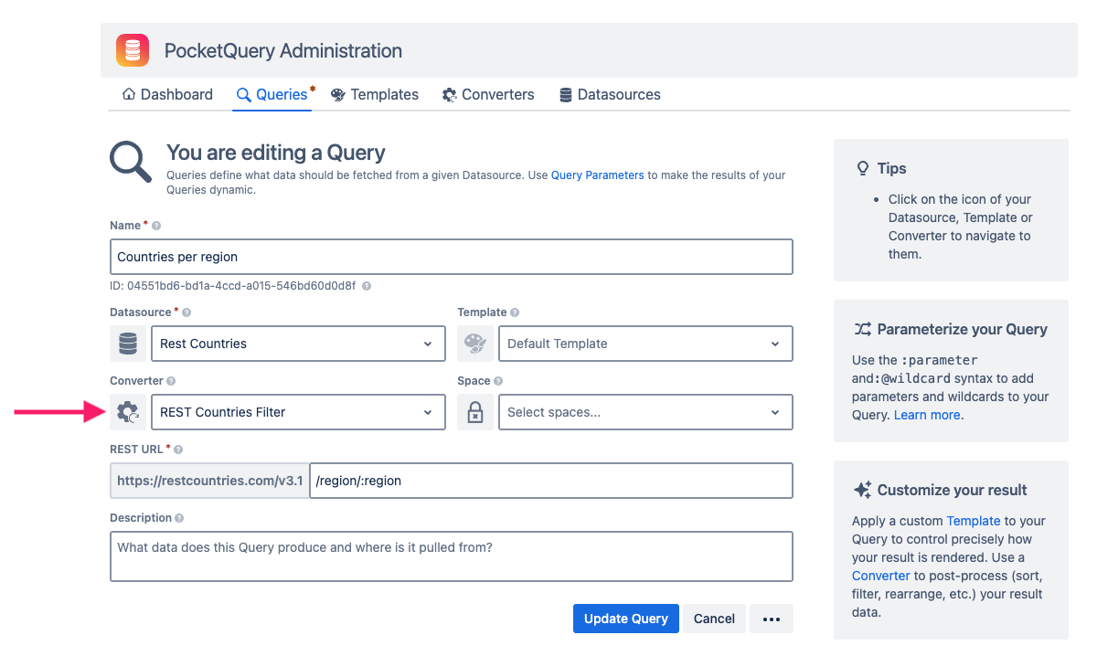Adding the Converter to your Query