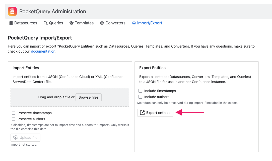 Screen of PocketQuery Export