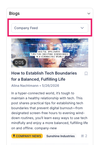 Screenshot of Dropdown in Homepage feed