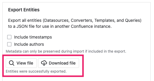 Screen of PocketQuery Export with success message