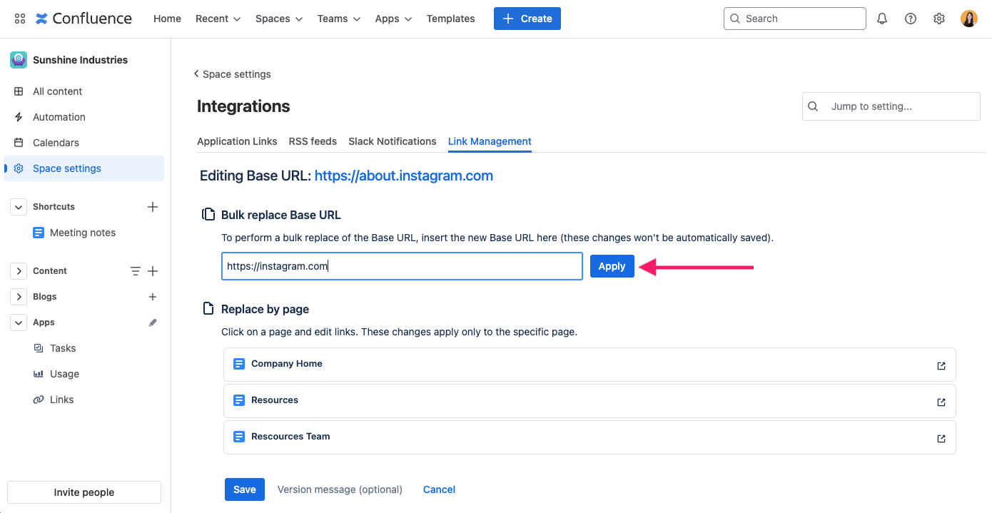 Edit base URL
