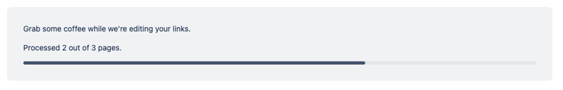 Link Management processing status screen